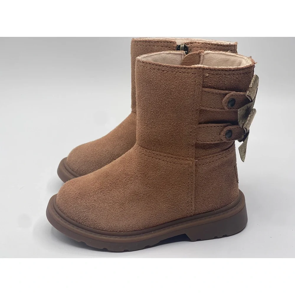 UGG Keelan‎ Starry Night Toddler Boots tan Suede Metallic Bows 1115833T Size 7